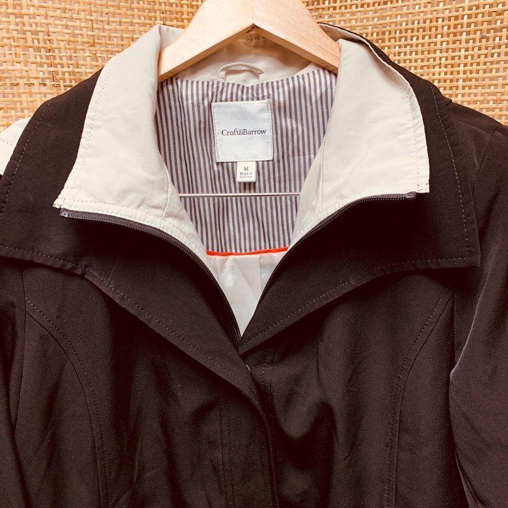 Croft and Barrow Womens Black Springtime Jacket Striped Interior | NWT | Medium